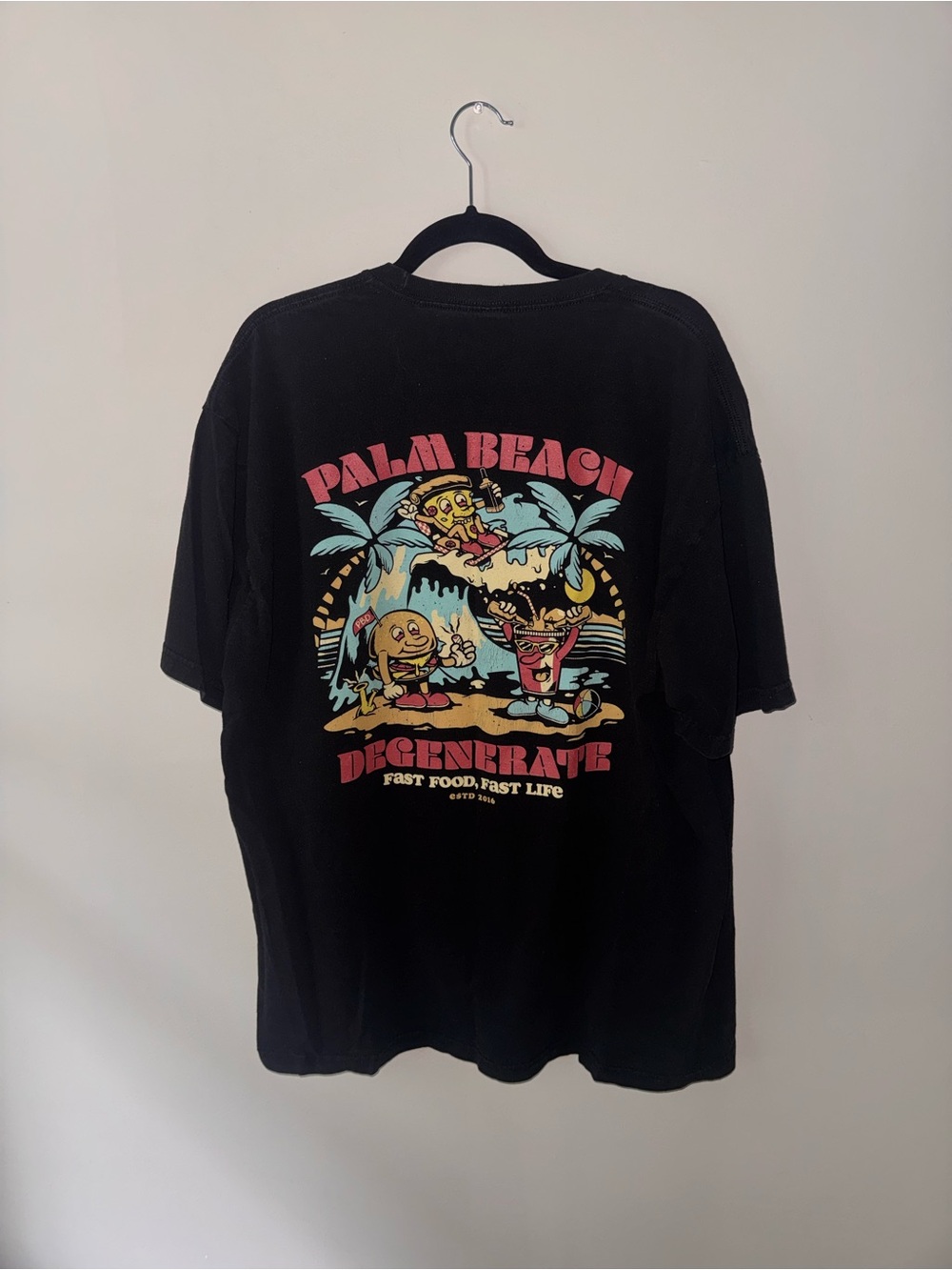 Black Graphic Tee Palm Beach Degenerate Men's